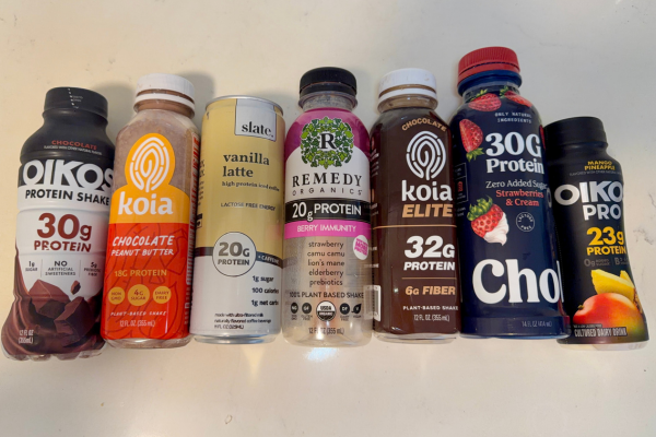 Ready to drink protein shakes including Oikos, Koia, Slate, Remedy, and Chobani lined up for comparison